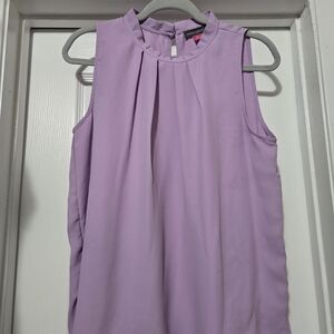 Purple Pleated Sleeveless Blouse - Vince Camuto